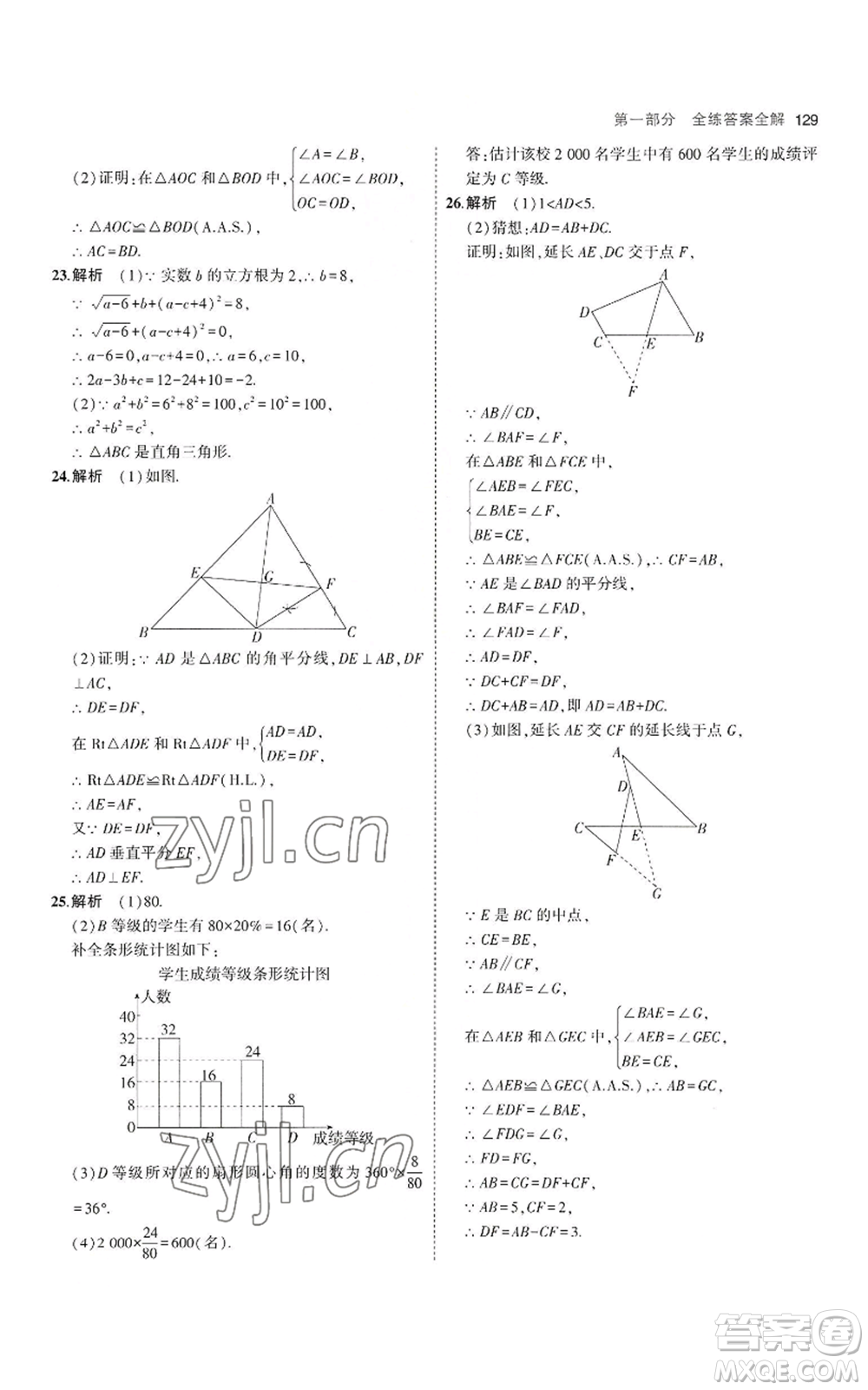 教育科學出版社2023年5年中考3年模擬八年級上冊數(shù)學華東師大版參考答案