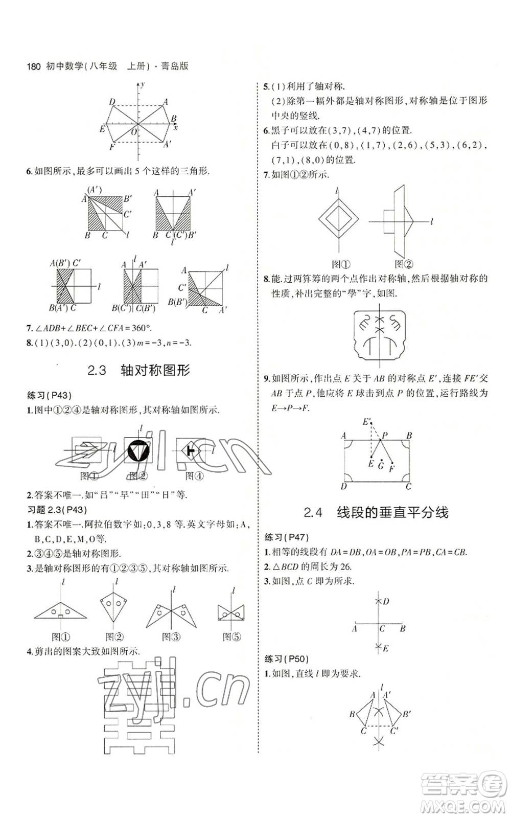 首都師范大學(xué)出版社2023年5年中考3年模擬八年級(jí)上冊(cè)數(shù)學(xué)青島版參考答案
