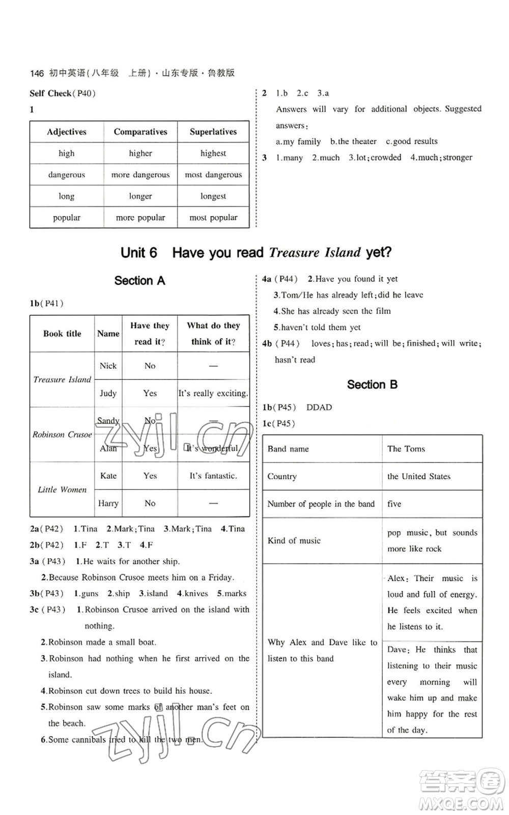 教育科學(xué)出版社2023年5年中考3年模擬八年級(jí)上冊(cè)英語(yǔ)魯教版山東專(zhuān)版參考答案