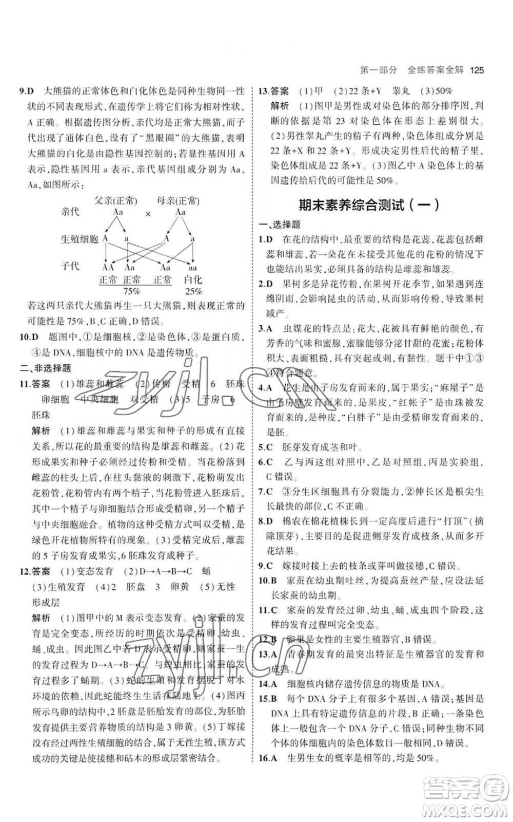 教育科學出版社2023年5年中考3年模擬八年級上冊生物濟南版參考答案