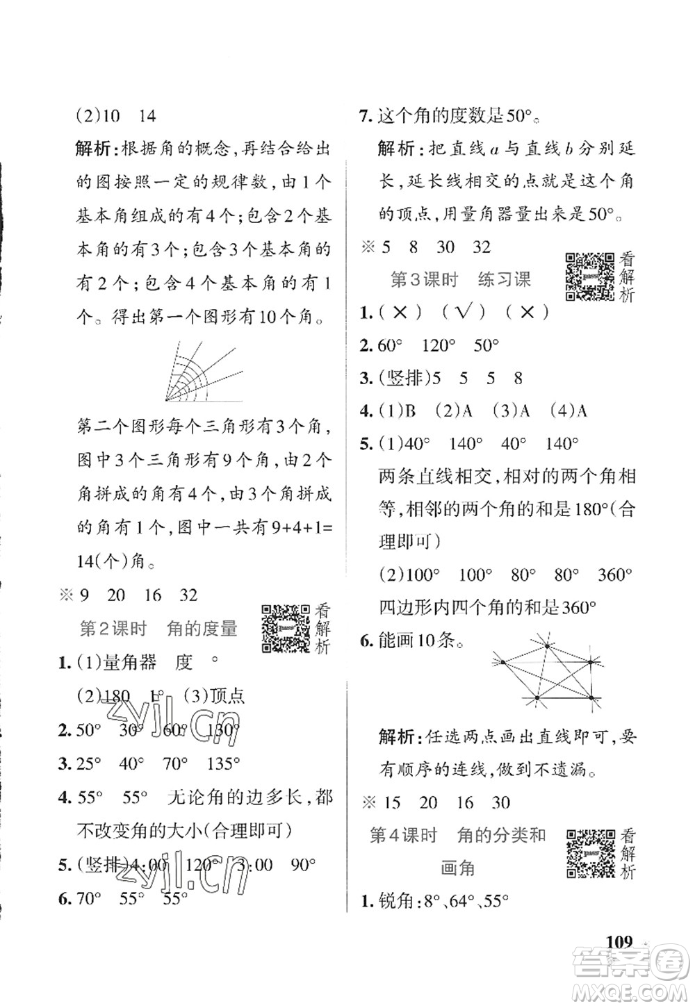 陜西師范大學(xué)出版總社2022PASS小學(xué)學(xué)霸作業(yè)本四年級(jí)數(shù)學(xué)上冊(cè)SJ蘇教版答案