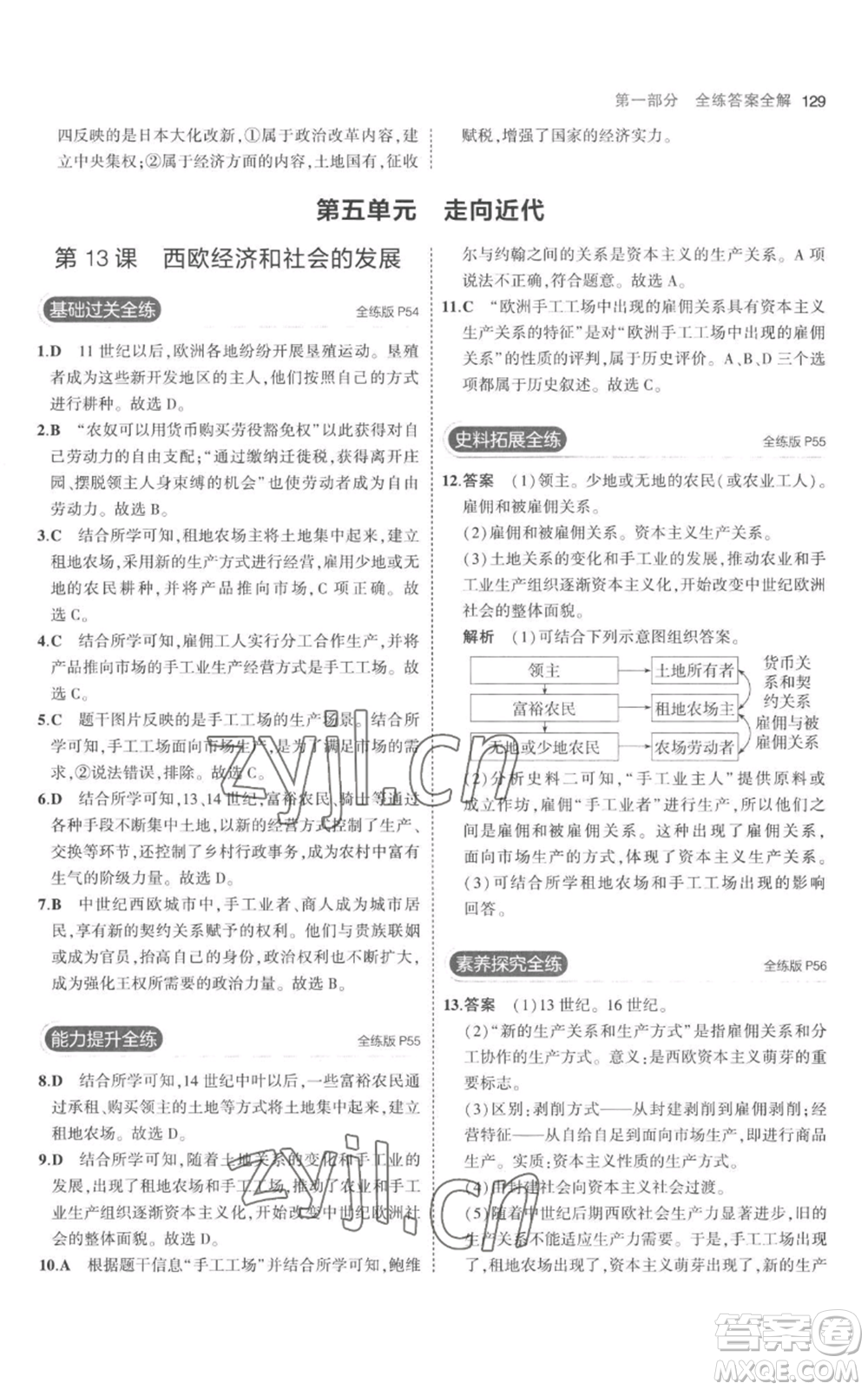 教育科學(xué)出版社2023年5年中考3年模擬九年級(jí)上冊(cè)歷史人教版參考答案
