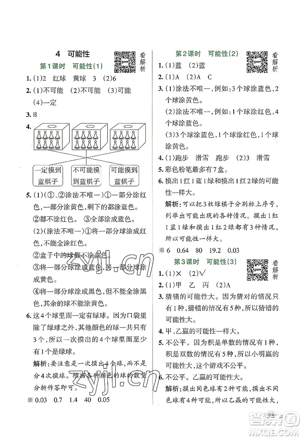 遼寧教育出版社2022PASS小學(xué)學(xué)霸作業(yè)本五年級(jí)數(shù)學(xué)上冊(cè)RJ人教版答案