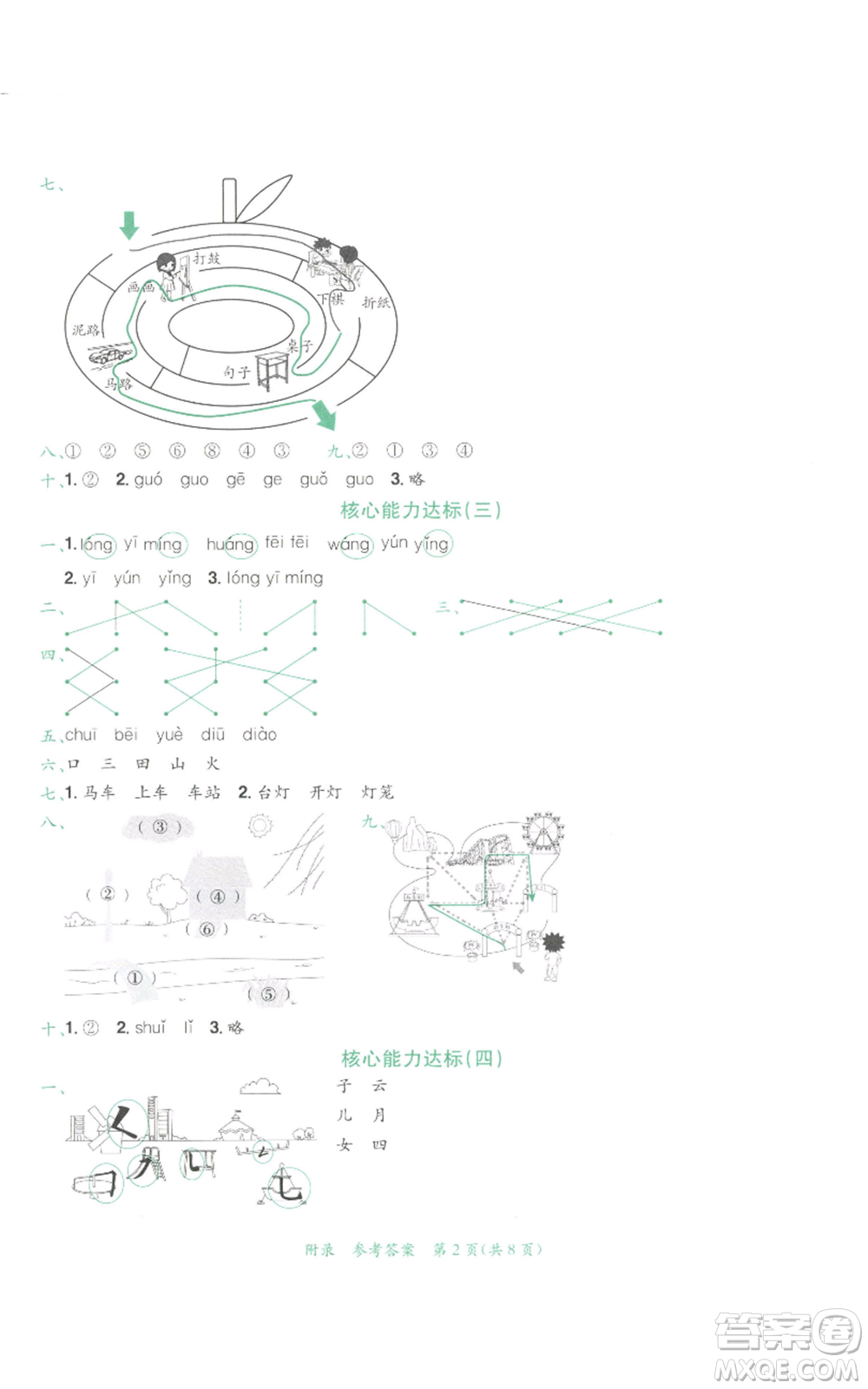 龍門書局2022秋季黃岡小狀元達(dá)標(biāo)卷一年級上冊語文人教版參考答案