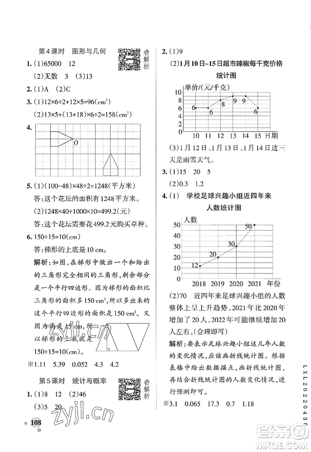 遼寧教育出版社2022PASS小學學霸作業(yè)本五年級數(shù)學上冊QD青島版山東專版答案