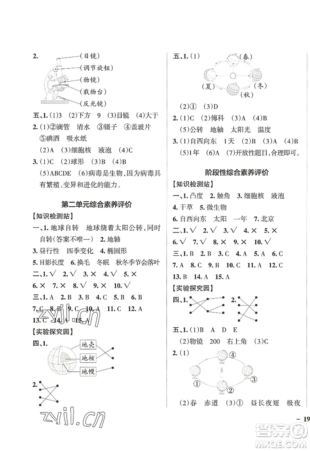 陜西師范大學(xué)出版總社2022PASS小學(xué)學(xué)霸作業(yè)本六年級科學(xué)上冊JK教科版答案