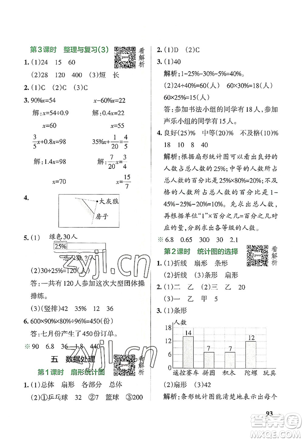 遼寧教育出版社2022PASS小學(xué)學(xué)霸作業(yè)本六年級數(shù)學(xué)上冊BS北師版答案