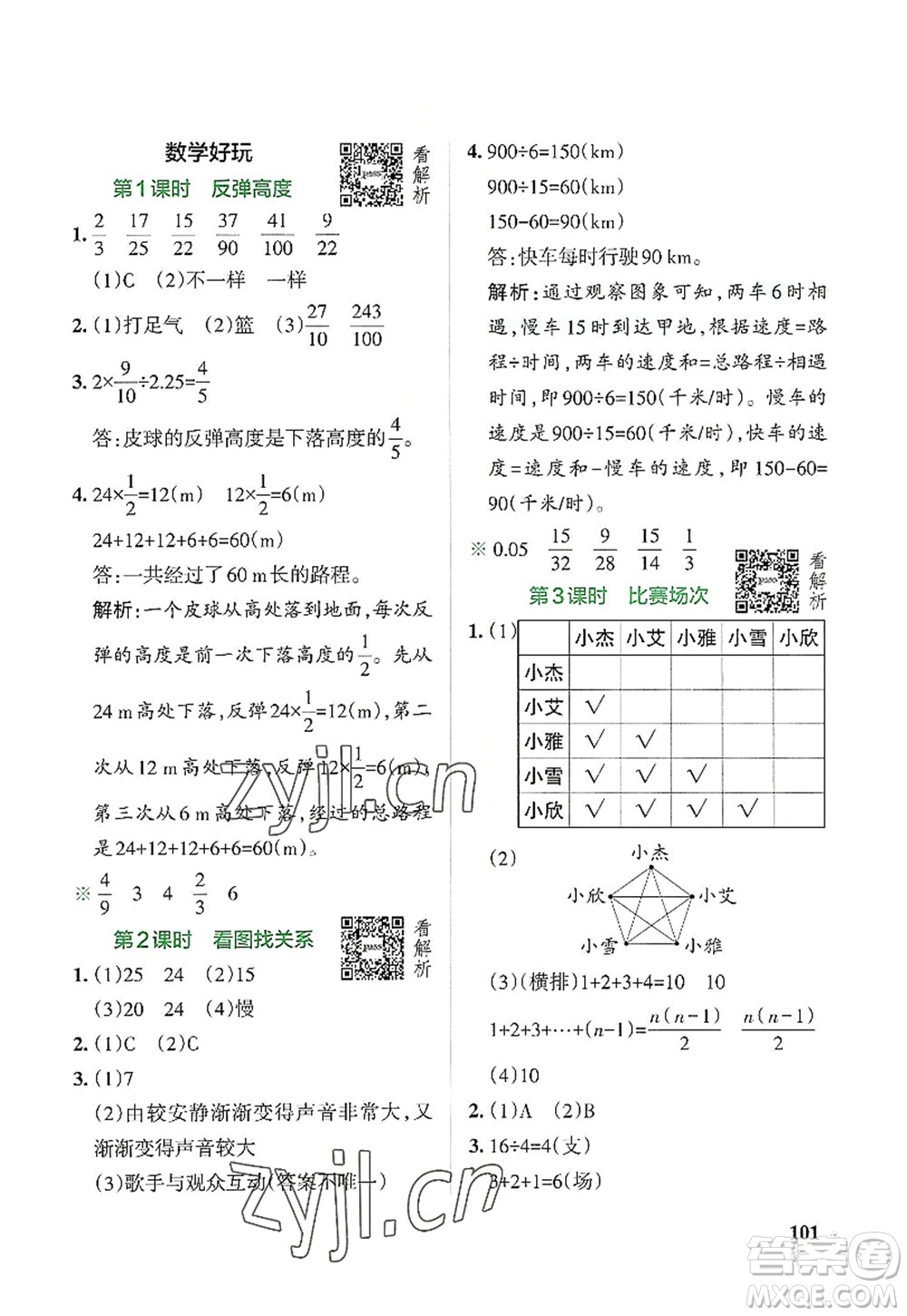 遼寧教育出版社2022PASS小學(xué)學(xué)霸作業(yè)本六年級數(shù)學(xué)上冊BS北師版答案