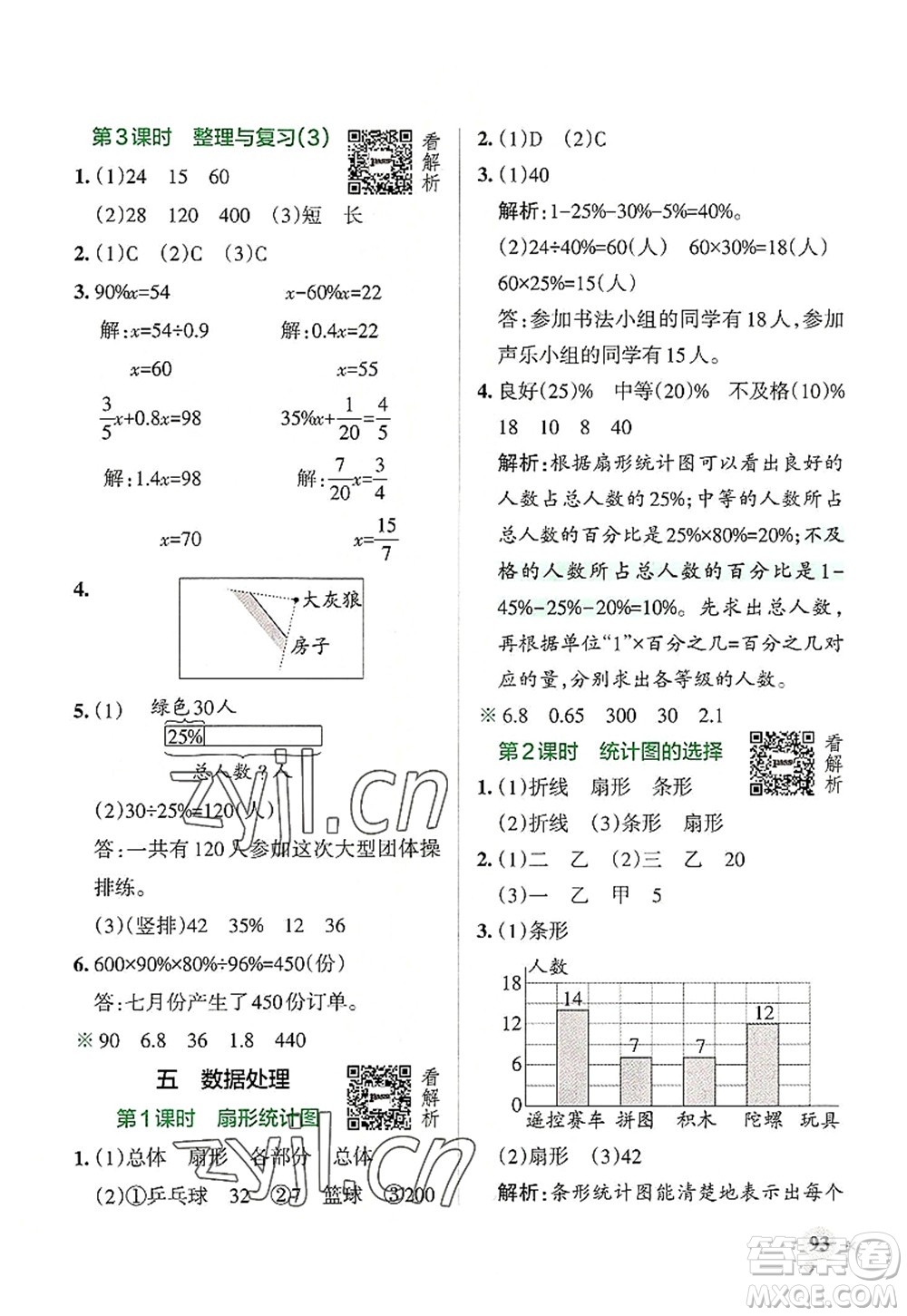 陜西師范大學(xué)出版總社2022PASS小學(xué)學(xué)霸作業(yè)本六年級數(shù)學(xué)上冊BS北師版廣東專版答案