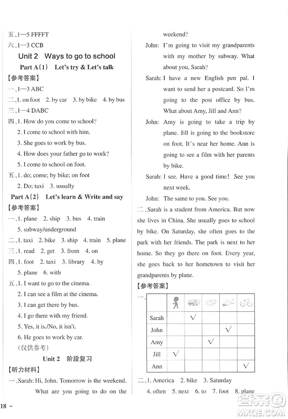 陜西師范大學(xué)出版總社2022PASS小學(xué)學(xué)霸作業(yè)本六年級(jí)英語(yǔ)上冊(cè)RJ人教版佛山專版答案