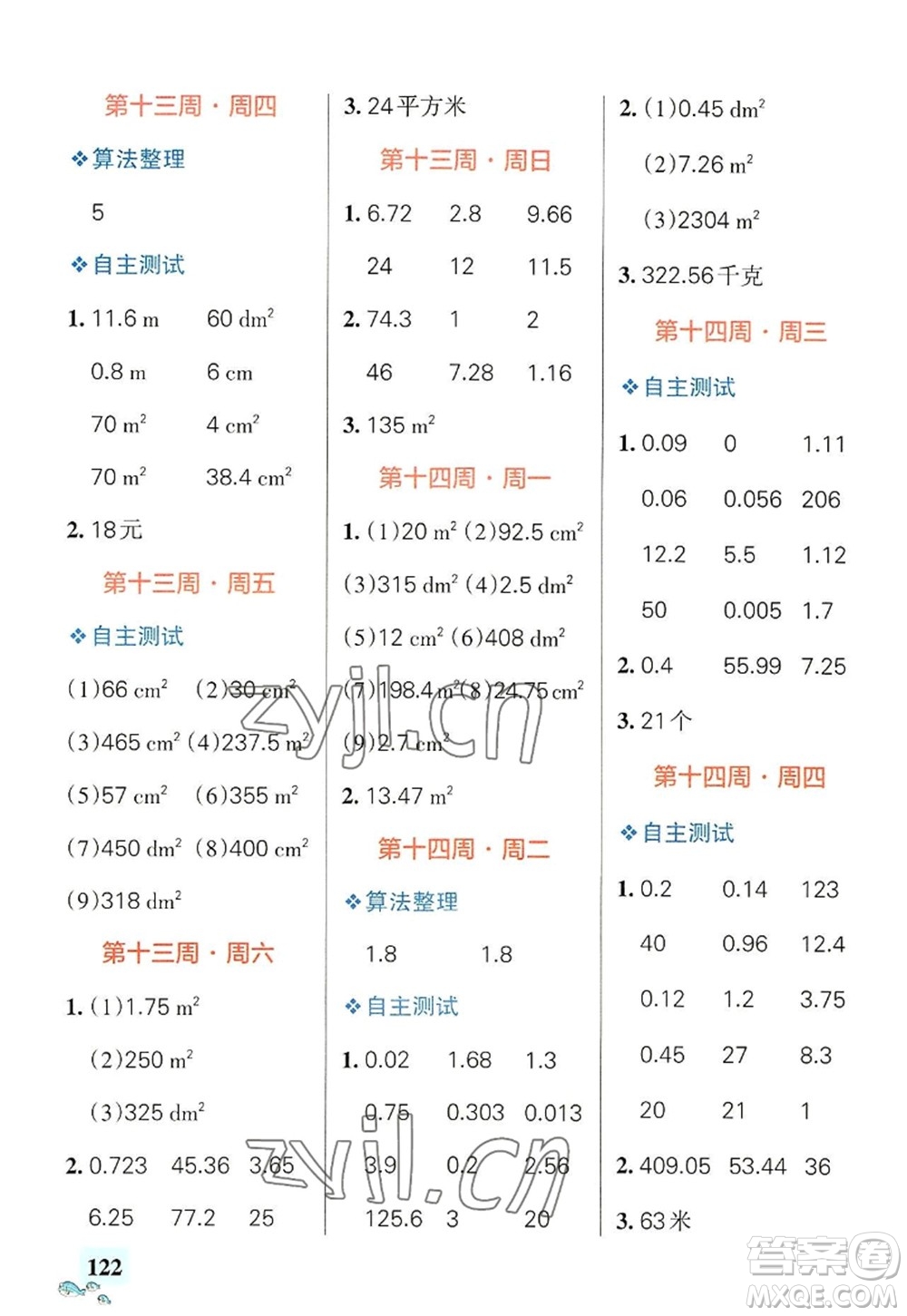 遼寧教育出版社2022PASS小學(xué)學(xué)霸天天計(jì)算五年級(jí)數(shù)學(xué)上冊(cè)RJ人教版答案