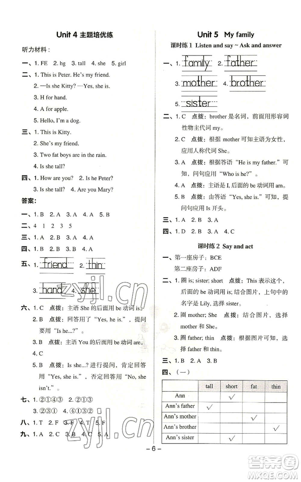 陜西人民教育出版社2022秋季綜合應(yīng)用創(chuàng)新題典中點(diǎn)三年級(jí)起點(diǎn)三年級(jí)上冊(cè)英語(yǔ)滬教版參考答案