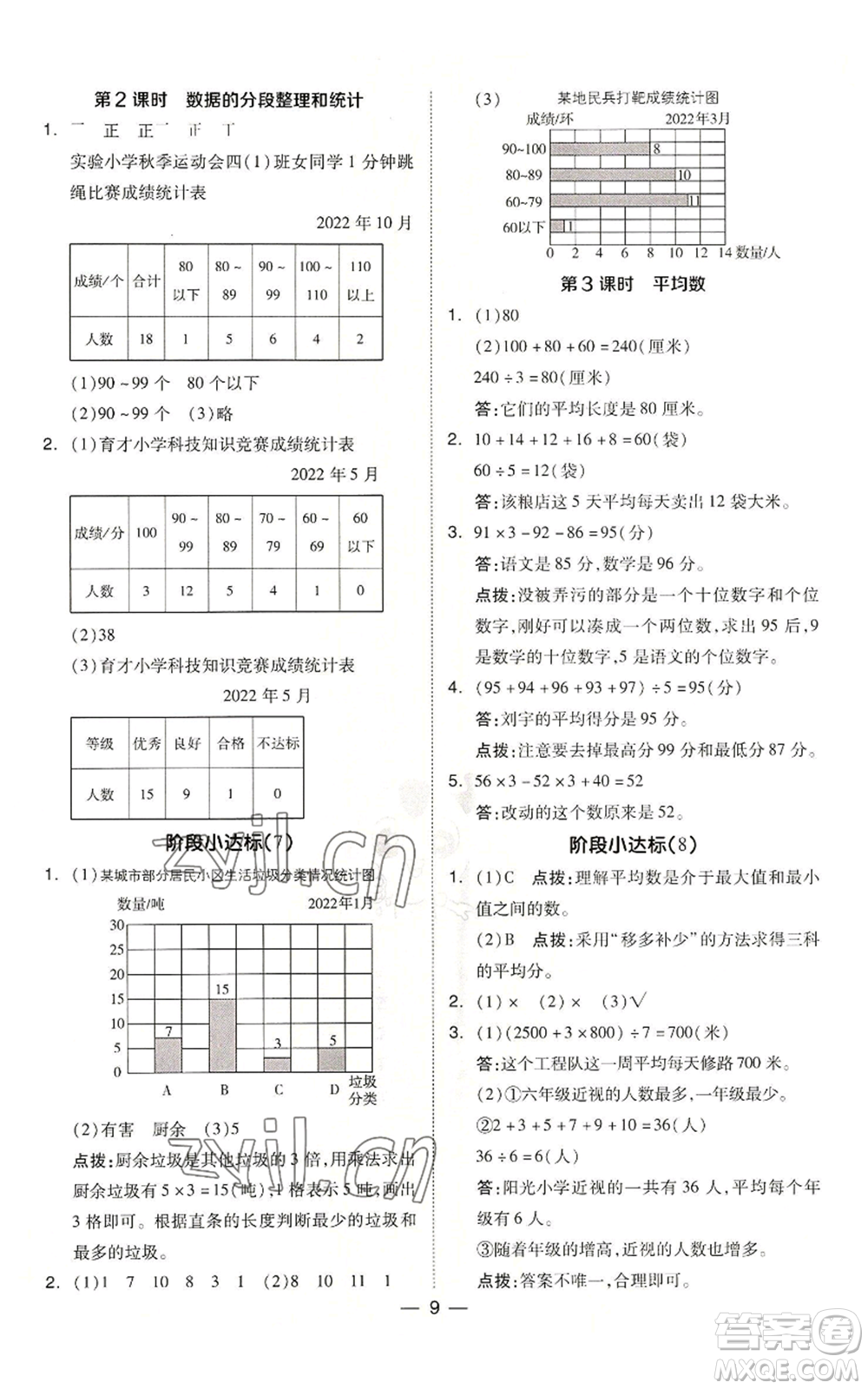 吉林教育出版社2022秋季綜合應用創(chuàng)新題典中點四年級上冊數(shù)學蘇教版參考答案