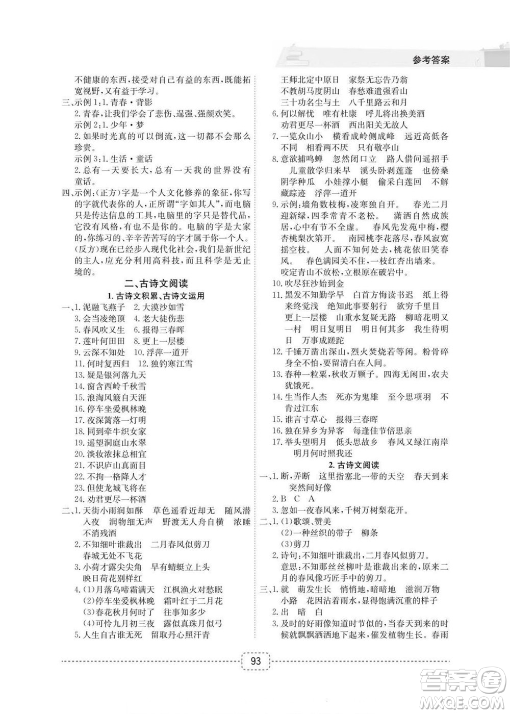 寧波出版社2022名師派暑假銜接小升初語(yǔ)文通用版答案