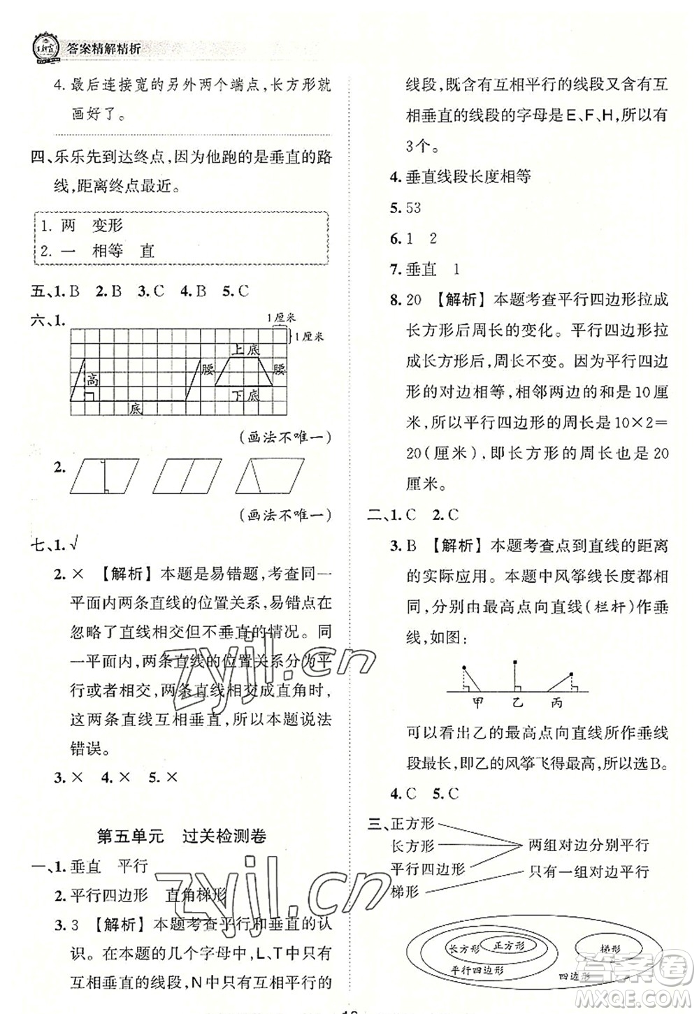 江西人民出版社2022王朝霞考點梳理時習(xí)卷四年級數(shù)學(xué)上冊RJ人教版答案