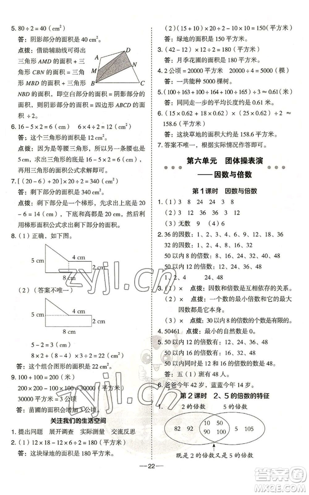 吉林教育出版社2022秋季綜合應(yīng)用創(chuàng)新題典中點五年級上冊數(shù)學(xué)青島版參考答案