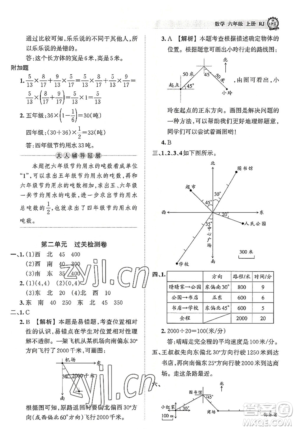 江西人民出版社2022王朝霞考點(diǎn)梳理時(shí)習(xí)卷六年級(jí)數(shù)學(xué)上冊(cè)RJ人教版答案