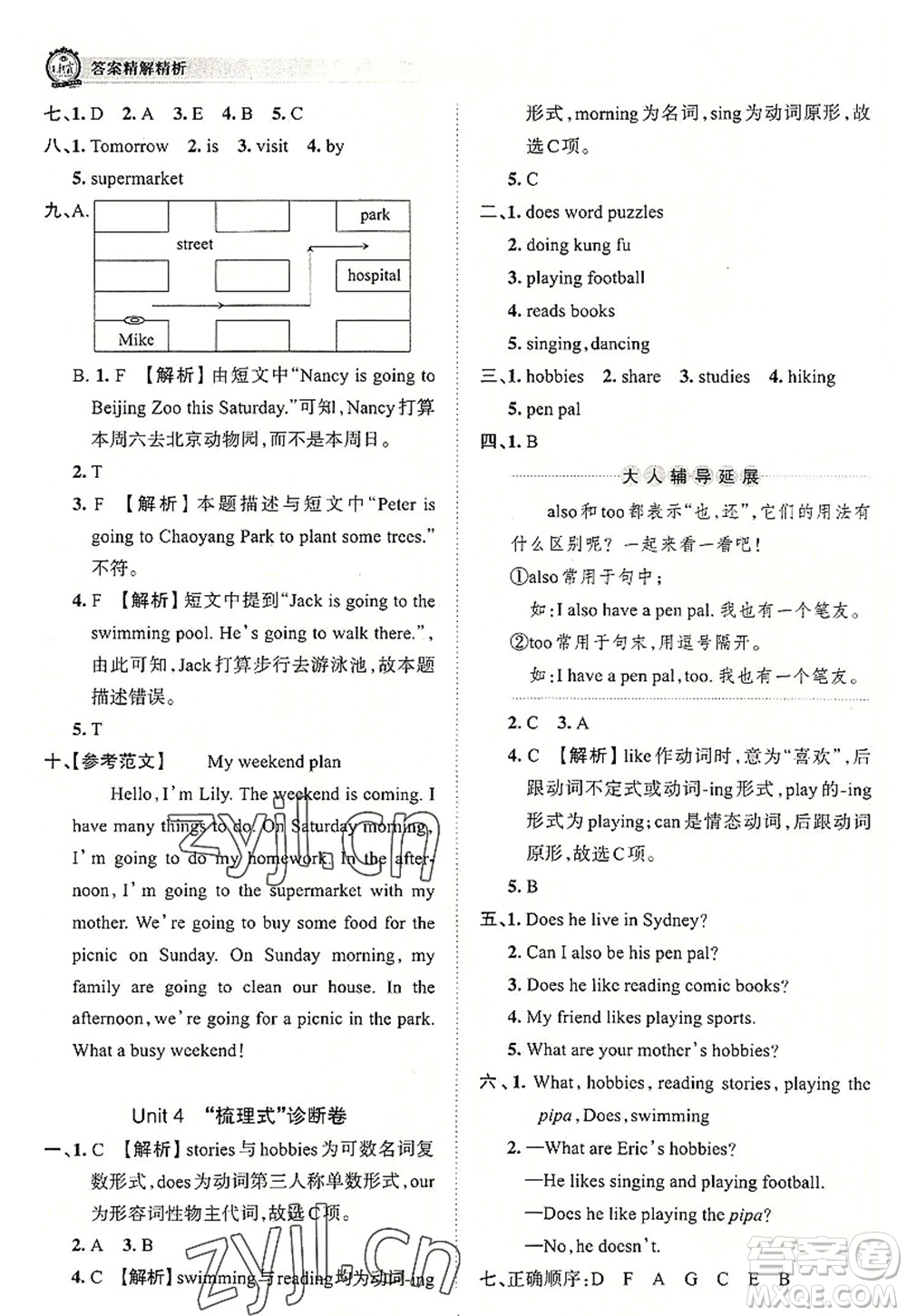 江西人民出版社2022王朝霞考點梳理時習(xí)卷六年級英語上冊PEP版答案