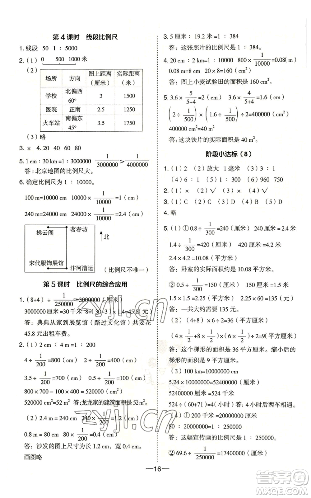 吉林教育出版社2022秋季綜合應(yīng)用創(chuàng)新題典中點六年級上冊數(shù)學冀教版參考答案