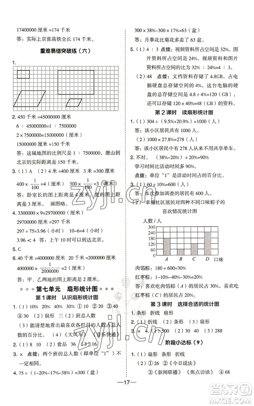 吉林教育出版社2022秋季綜合應(yīng)用創(chuàng)新題典中點六年級上冊數(shù)學冀教版參考答案