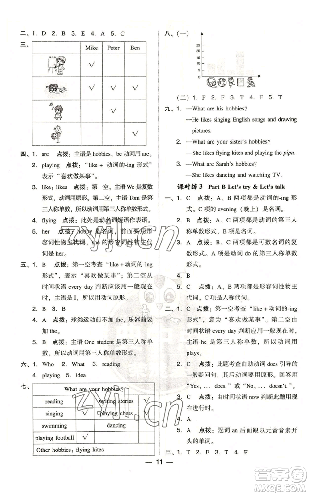 吉林教育出版社2022秋季綜合應(yīng)用創(chuàng)新題典中點(diǎn)三年級(jí)起點(diǎn)六年級(jí)上冊(cè)英語(yǔ)人教版浙江專版參考答案