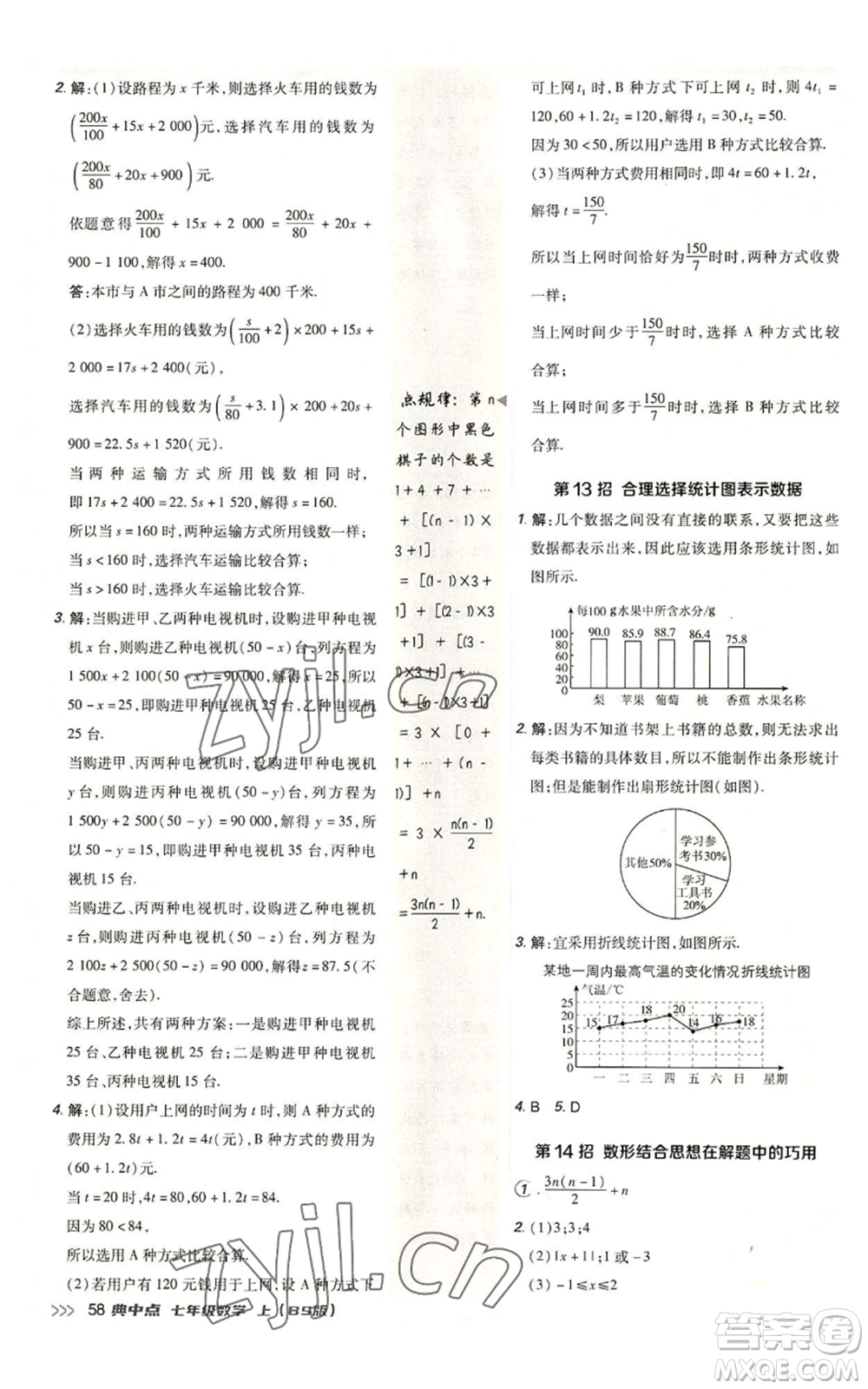 陜西人民教育出版社2022秋季綜合應(yīng)用創(chuàng)新題典中點(diǎn)提分練習(xí)冊七年級(jí)上冊數(shù)學(xué)北師大版參考答案