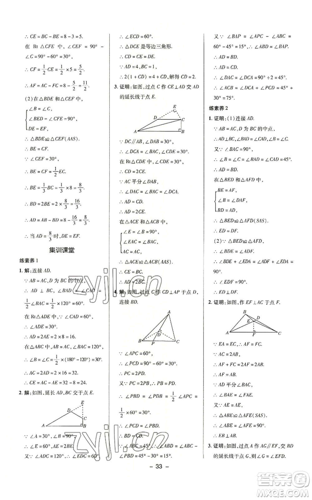 陜西人民教育出版社2022秋季綜合應(yīng)用創(chuàng)新題典中點(diǎn)提分練習(xí)冊八年級上冊數(shù)學(xué)滬科版參考答案