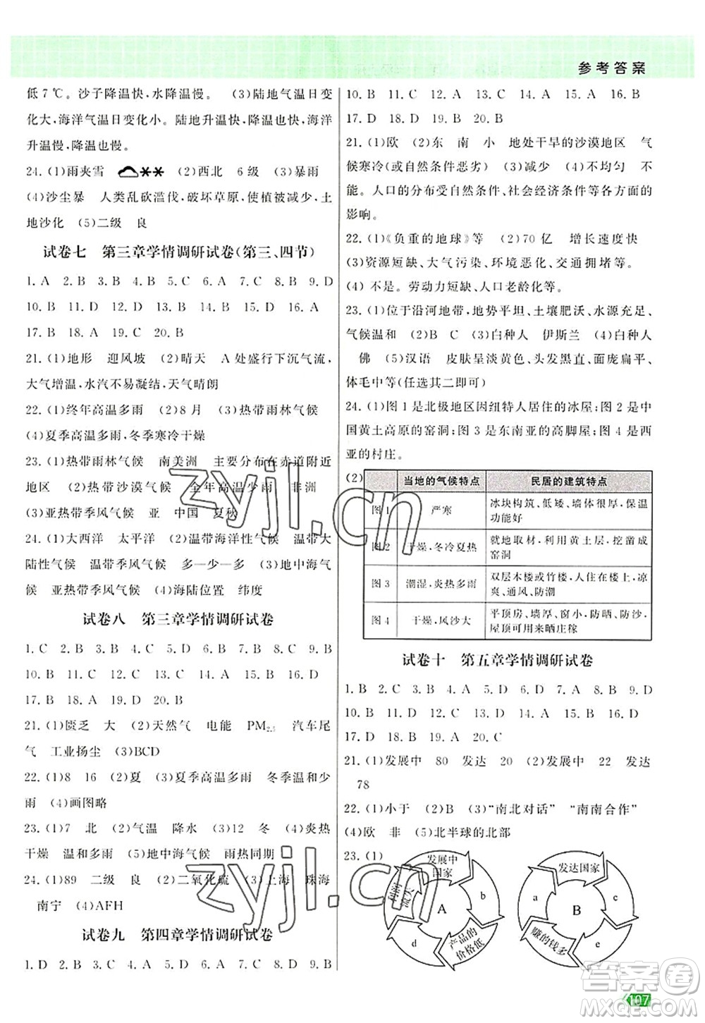 江蘇鳳凰美術(shù)出版社2022課時提優(yōu)計劃作業(yè)本七年級地理上冊RJ人教版答案