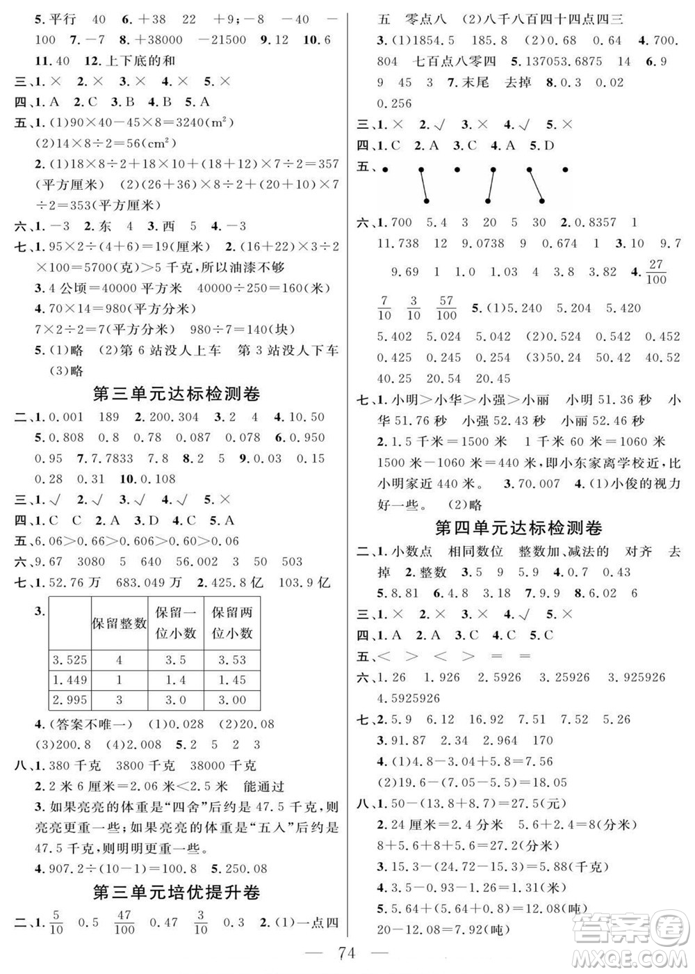 陽(yáng)光出版社2022名師面對(duì)面大試卷數(shù)學(xué)六年級(jí)上冊(cè)蘇教版答案