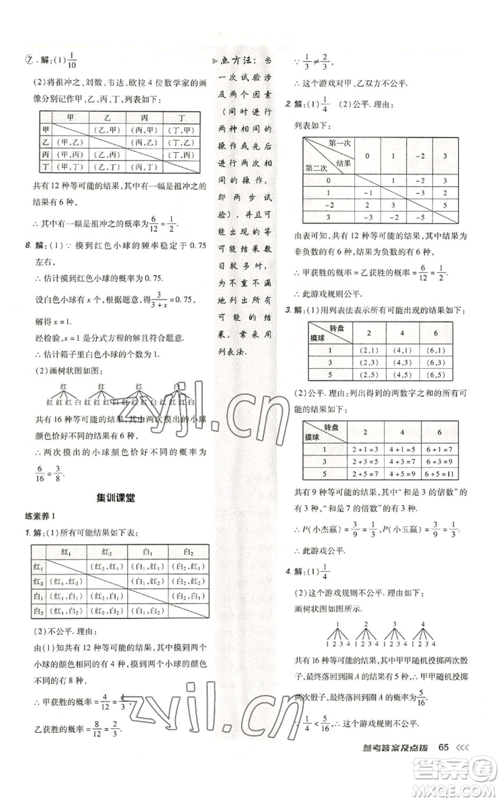 陜西人民教育出版社2022秋季綜合應用創(chuàng)新題典中點提分練習冊九年級上冊數(shù)學人教版參考答案
