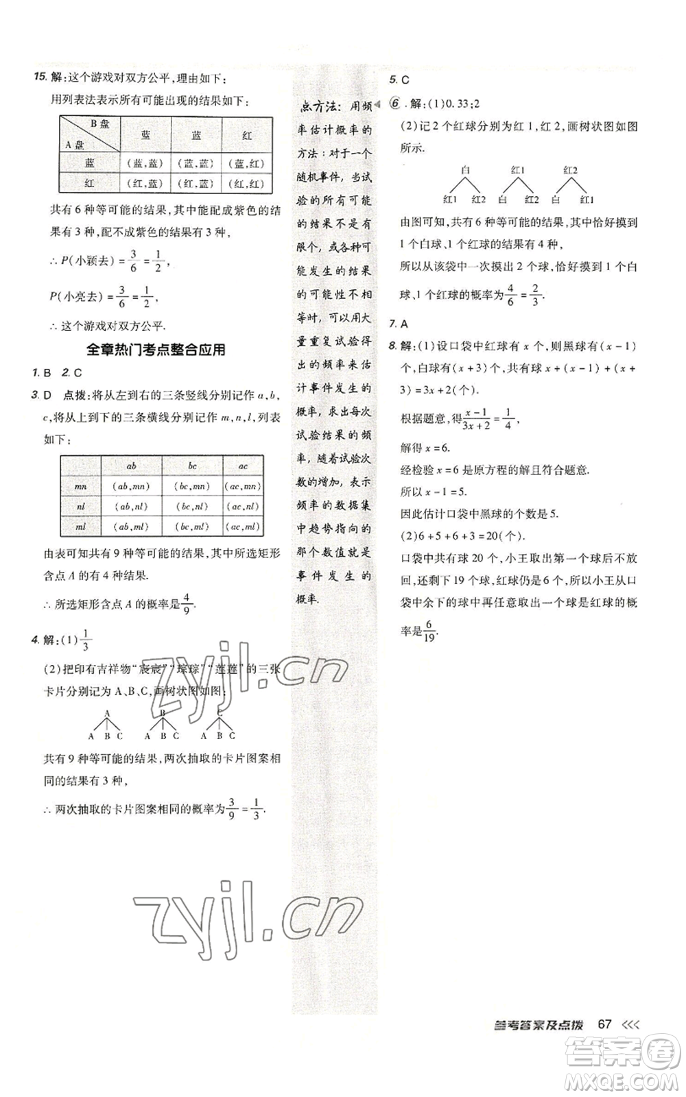 陜西人民教育出版社2022秋季綜合應用創(chuàng)新題典中點提分練習冊九年級上冊數(shù)學人教版參考答案