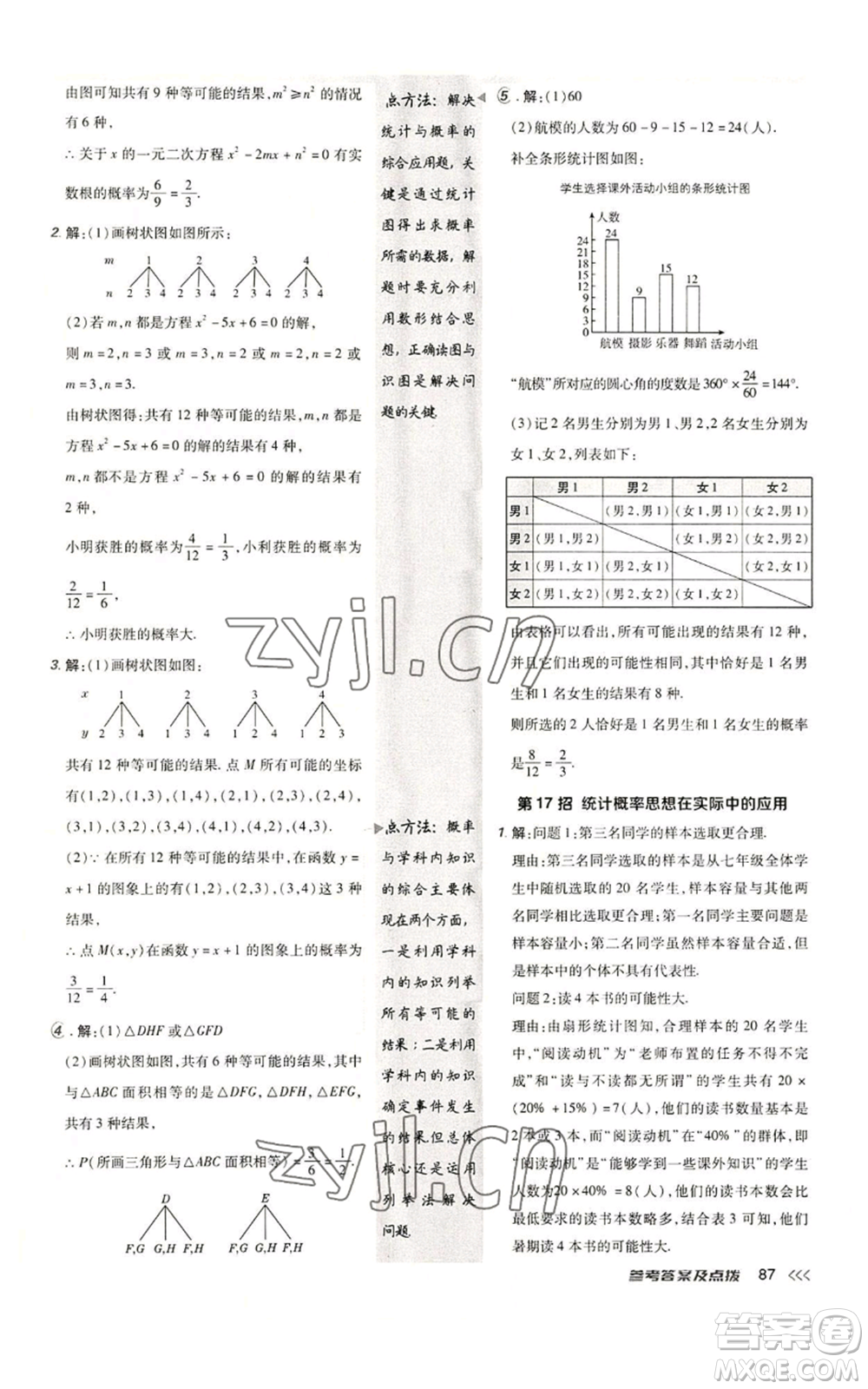陜西人民教育出版社2022秋季綜合應用創(chuàng)新題典中點提分練習冊九年級上冊數(shù)學人教版參考答案