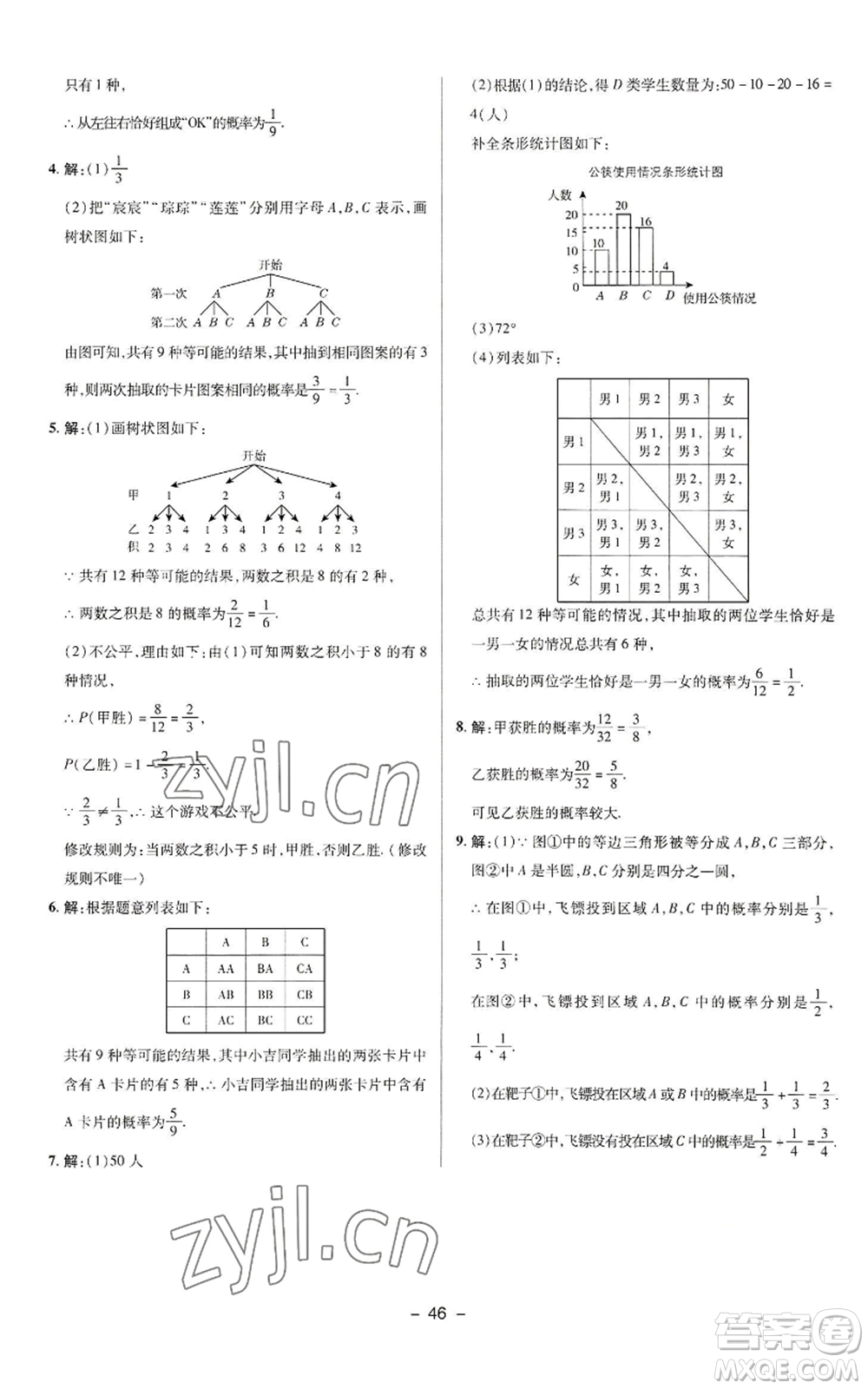 陜西人民教育出版社2022秋季綜合應用創(chuàng)新題典中點提分練習冊九年級上冊數(shù)學蘇科版參考答案