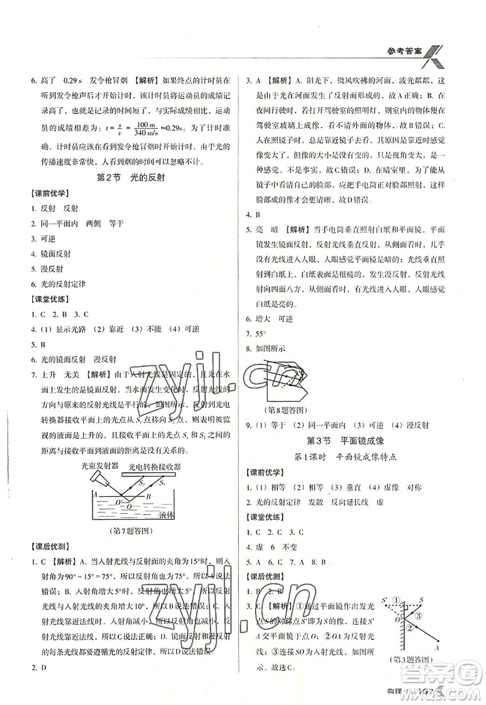 廣東經(jīng)濟(jì)出版社2022全優(yōu)點練課計劃八年級物理上冊RJ人教版答案