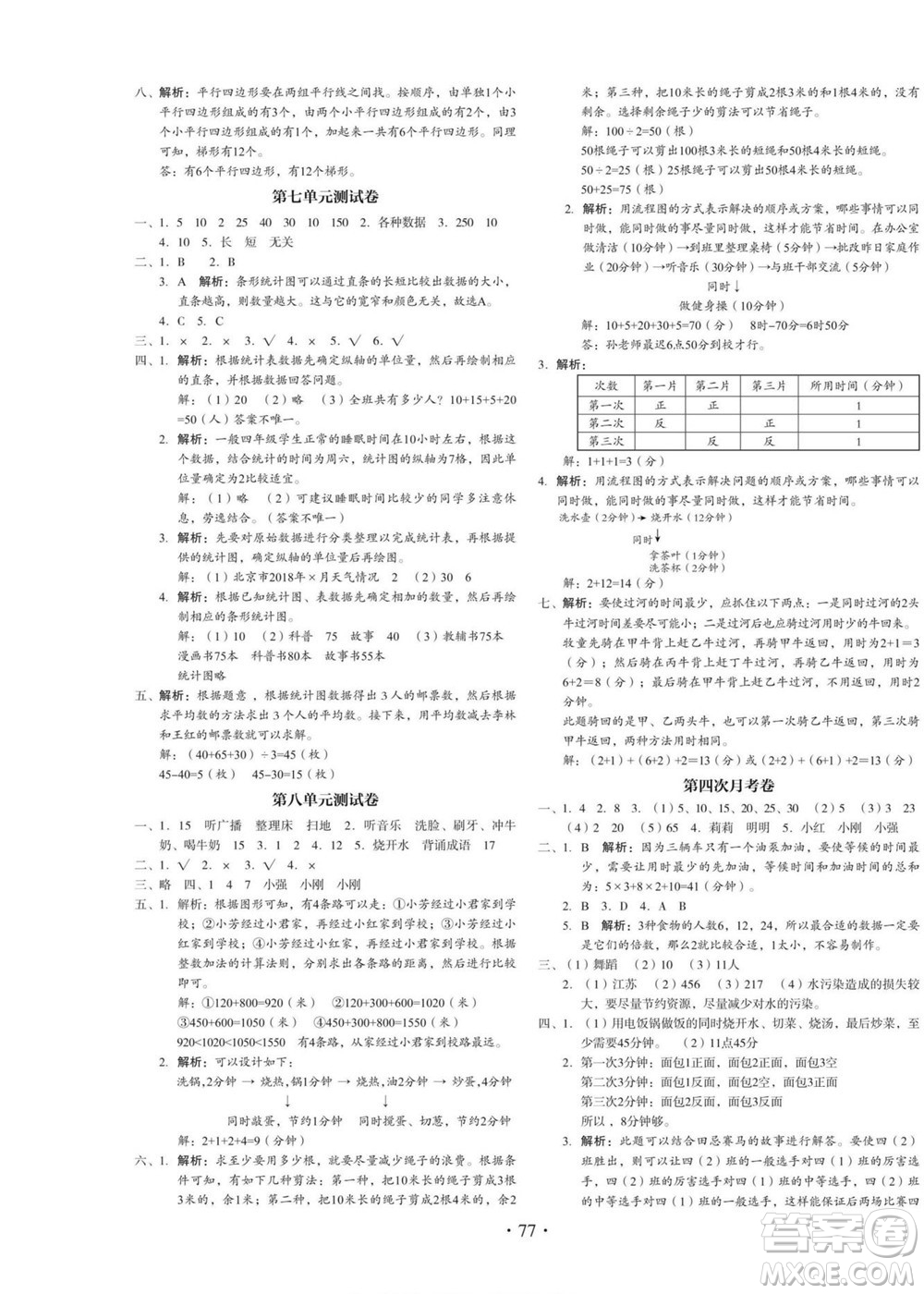云南美術(shù)出版社2022啟迪全優(yōu)卷數(shù)學四年級上冊人教版答案
