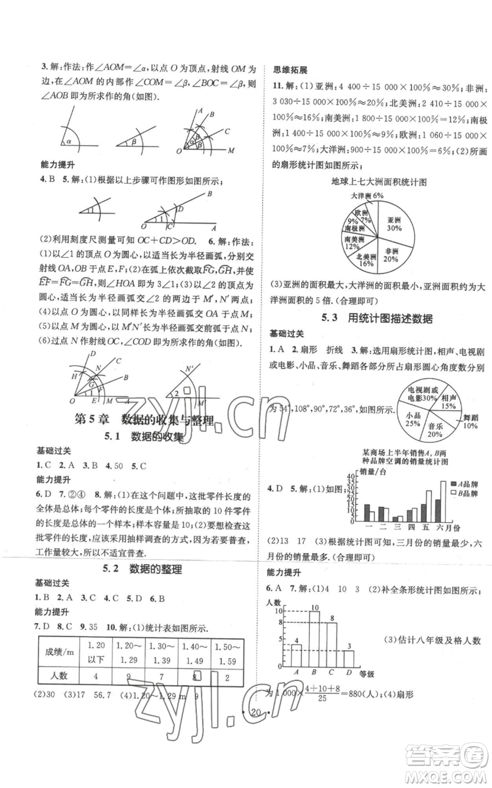 武漢出版社2022秋季名師測控七年級上冊數(shù)學滬科版參考答案