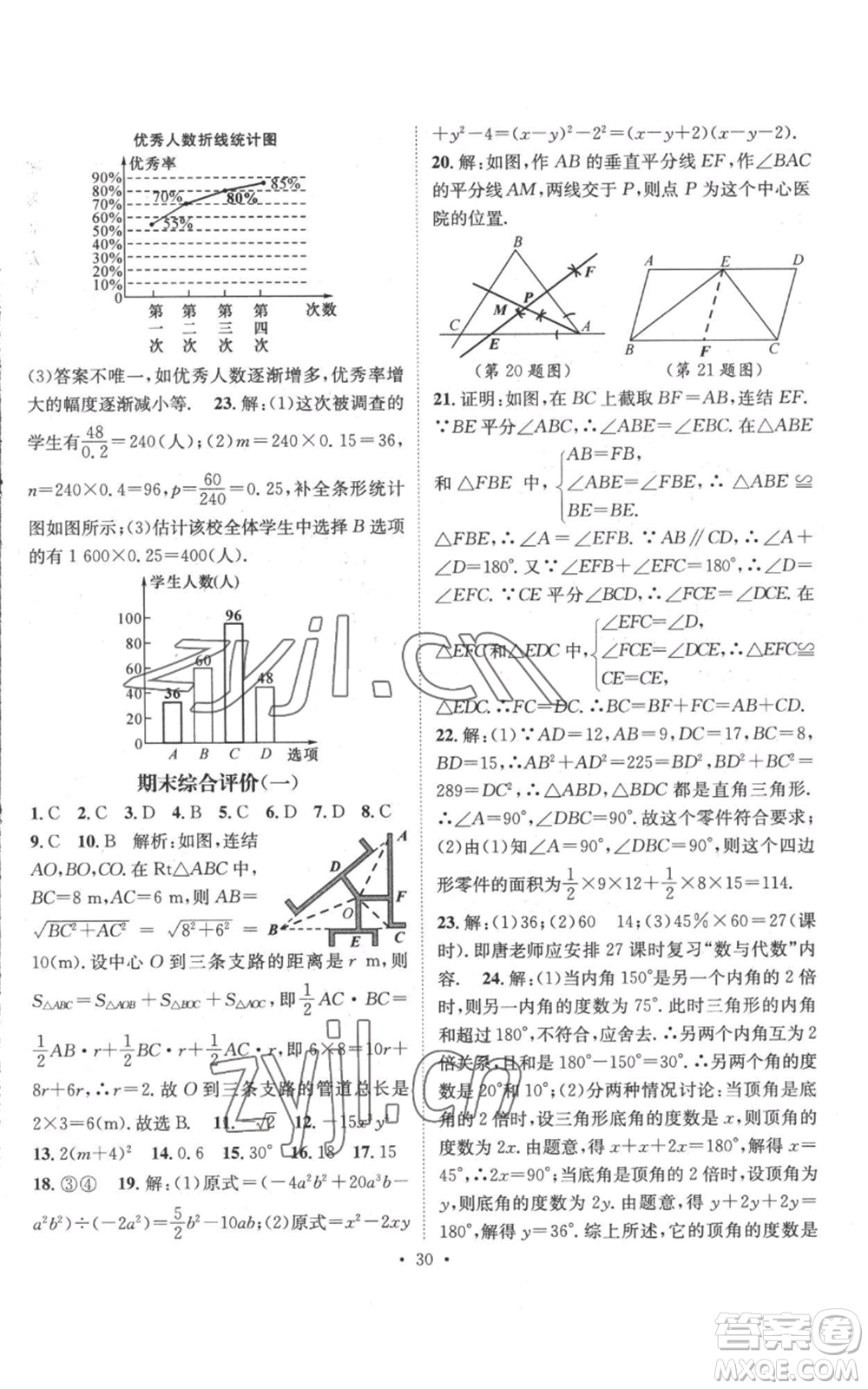 廣東經(jīng)濟出版社2022秋季名師測控八年級上冊數(shù)學(xué)華師大版參考答案