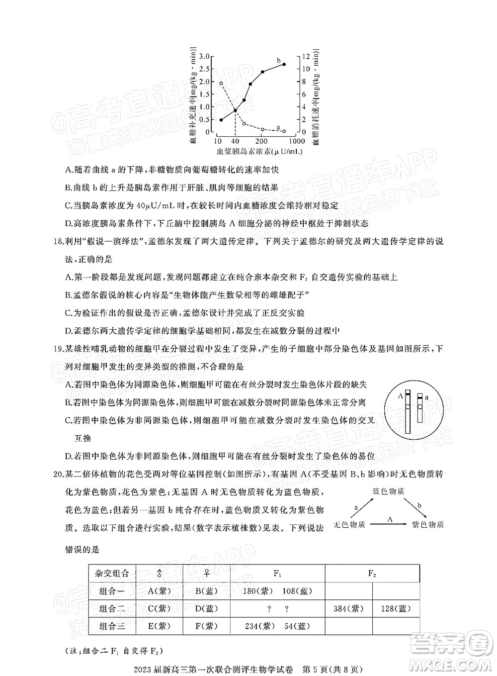 湖北省高中名校聯(lián)盟2023屆新高三第一次聯(lián)合測評生物學試題及答案
