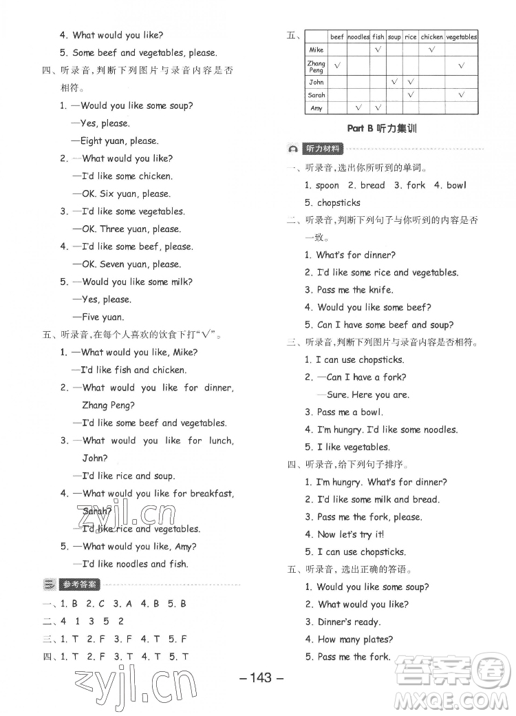開明出版社2022全品學(xué)練考英語(yǔ)四年級(jí)上冊(cè)人教版答案