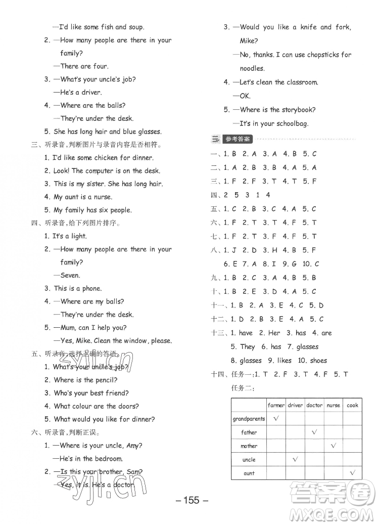 開明出版社2022全品學(xué)練考英語(yǔ)四年級(jí)上冊(cè)人教版答案