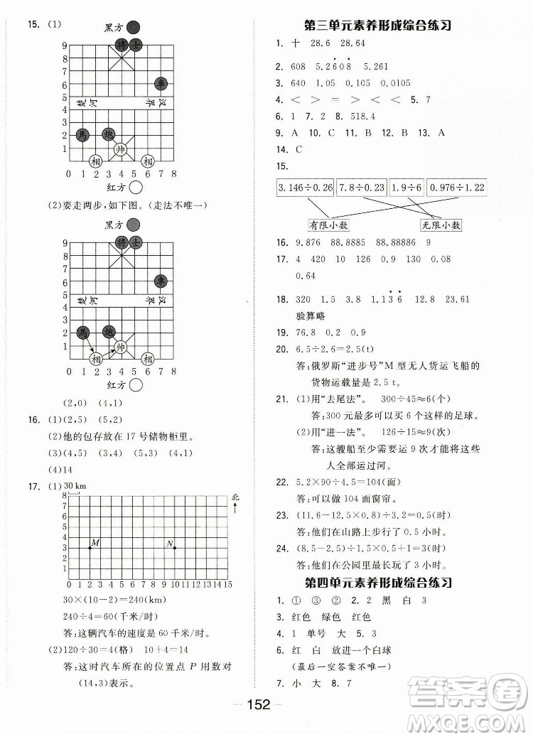 開明出版社2022全品學(xué)練考數(shù)學(xué)五年級上冊人教版答案