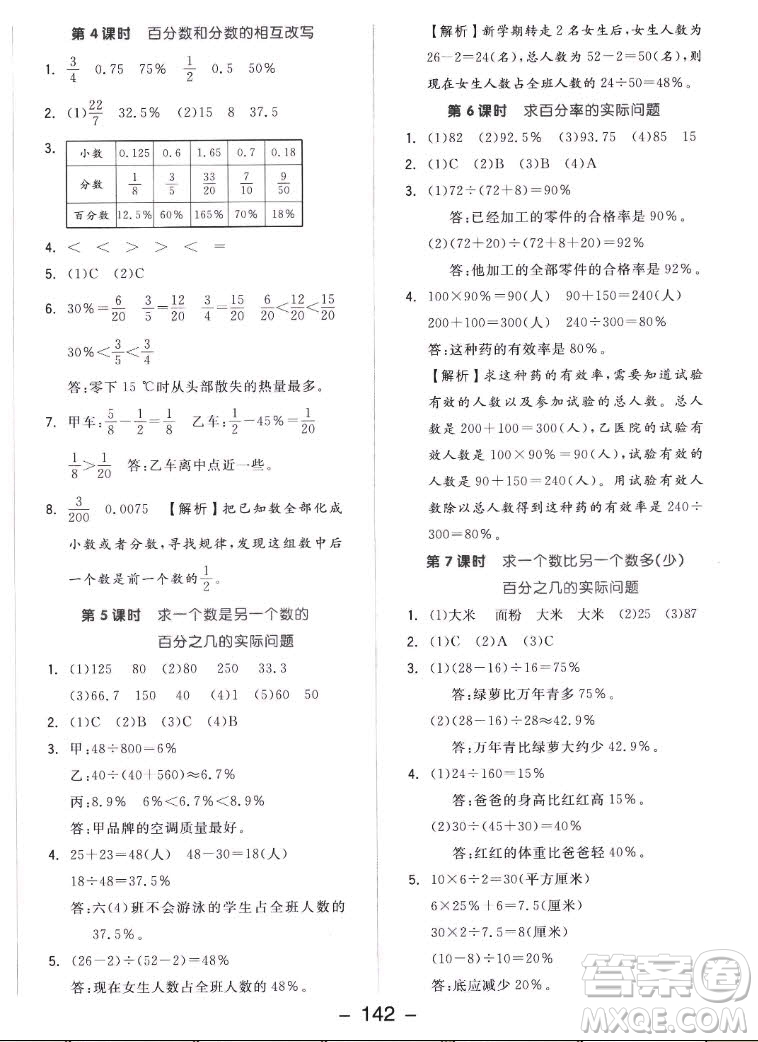 開明出版社2022全品學(xué)練考數(shù)學(xué)六年級(jí)上冊(cè)蘇教版答案