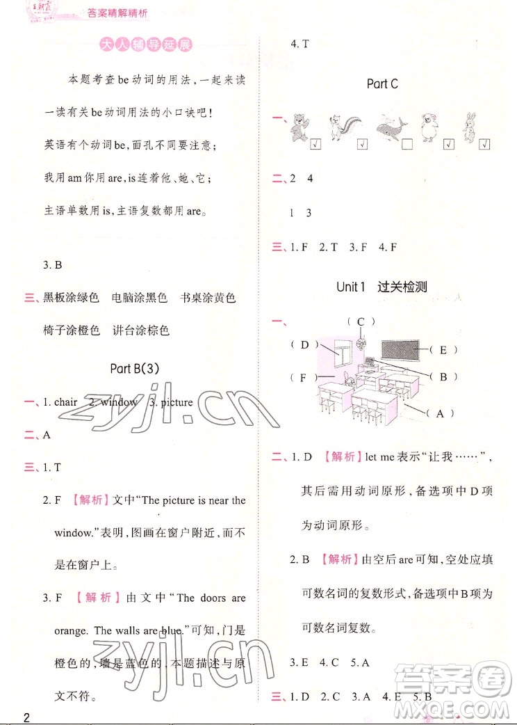 江西人民出版社2022王朝霞創(chuàng)維新課堂英語四年級(jí)上冊人教版答案