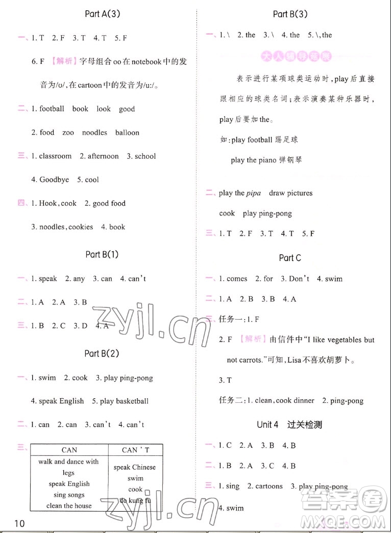 江西人民出版社2022王朝霞創(chuàng)維新課堂英語(yǔ)五年級(jí)上冊(cè)人教版答案