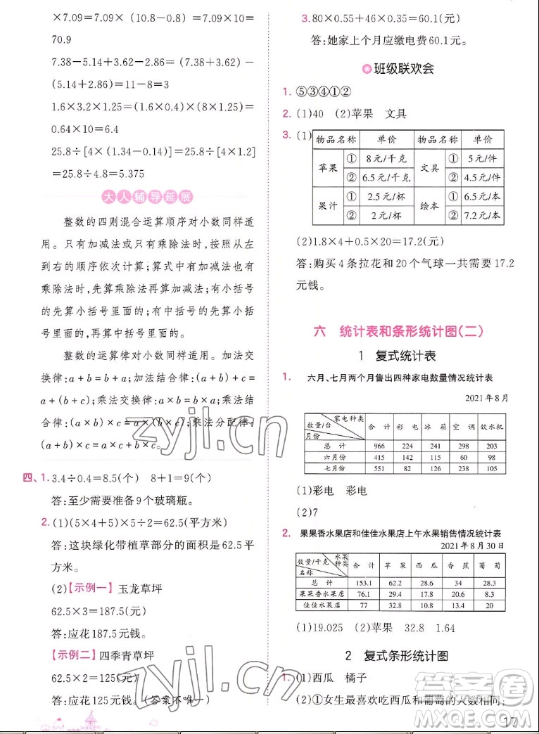 江西人民出版社2022王朝霞創(chuàng)維新課堂數(shù)學(xué)五年級上冊SJ蘇教版答案