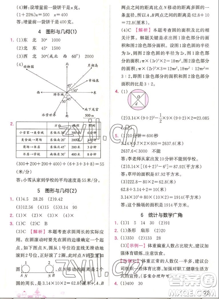 江西人民出版社2022王朝霞創(chuàng)維新課堂數(shù)學(xué)六年級(jí)上冊RJ人教版答案