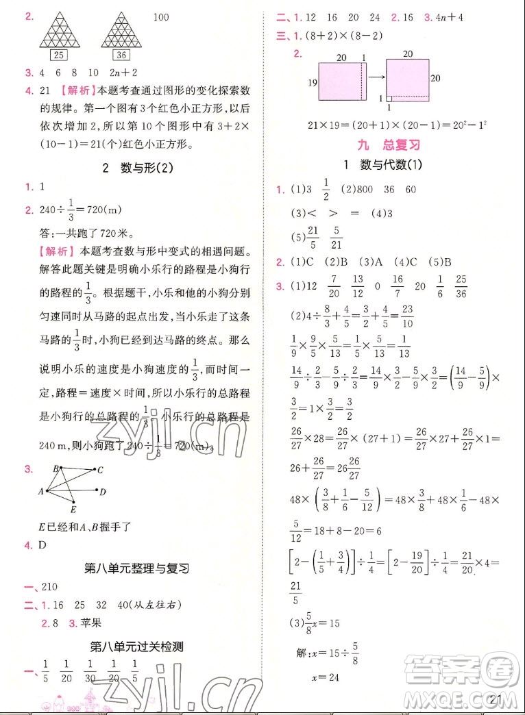 江西人民出版社2022王朝霞創(chuàng)維新課堂數(shù)學(xué)六年級(jí)上冊RJ人教版答案