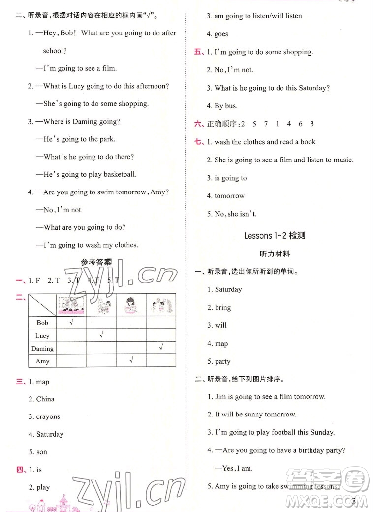 江西人民出版社2022王朝霞創(chuàng)維新課堂英語六年級上冊KP科普版答案