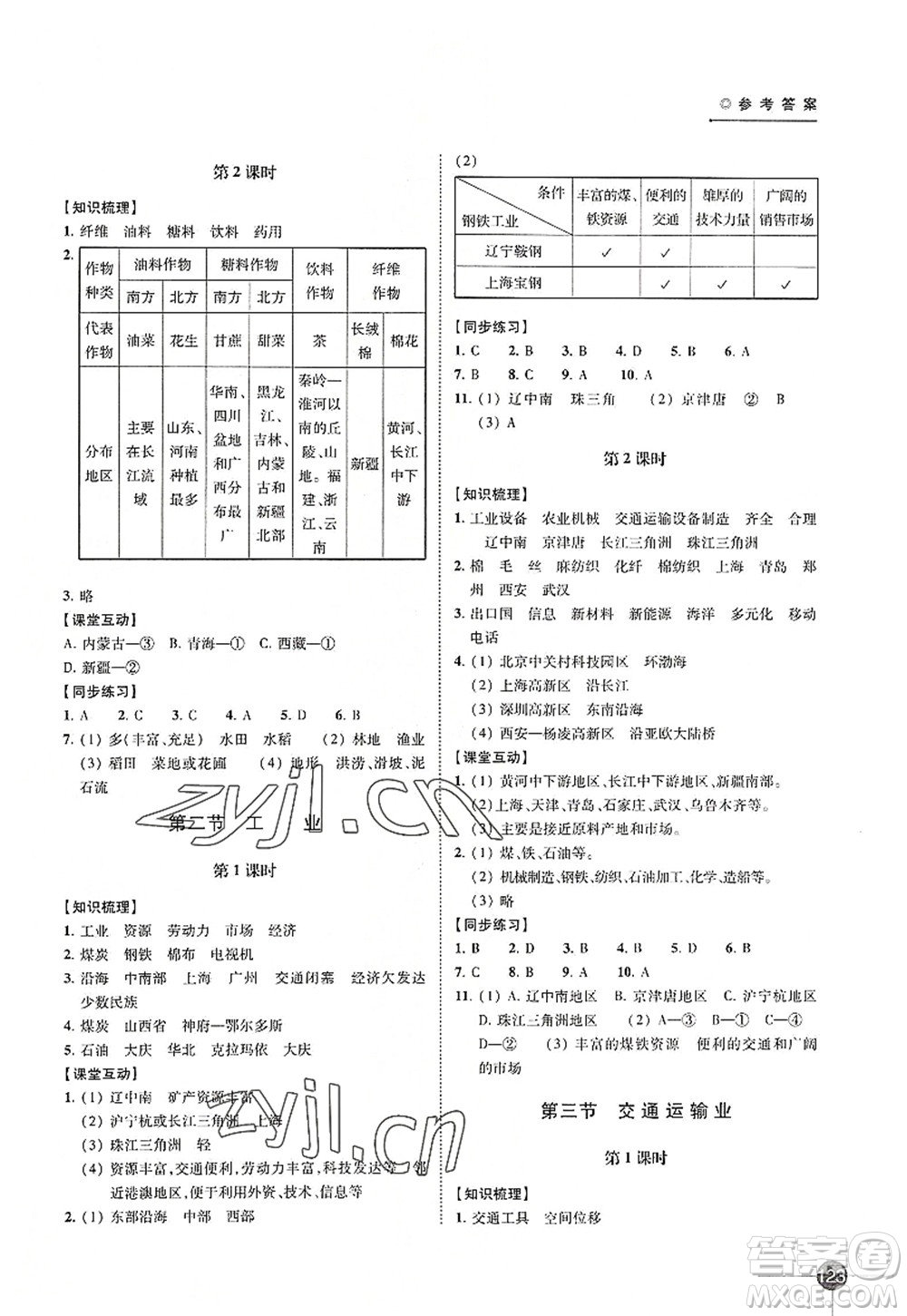 江蘇鳳凰科學(xué)技術(shù)出版社2022同步練習(xí)地理八年級(jí)上冊湘教版答案