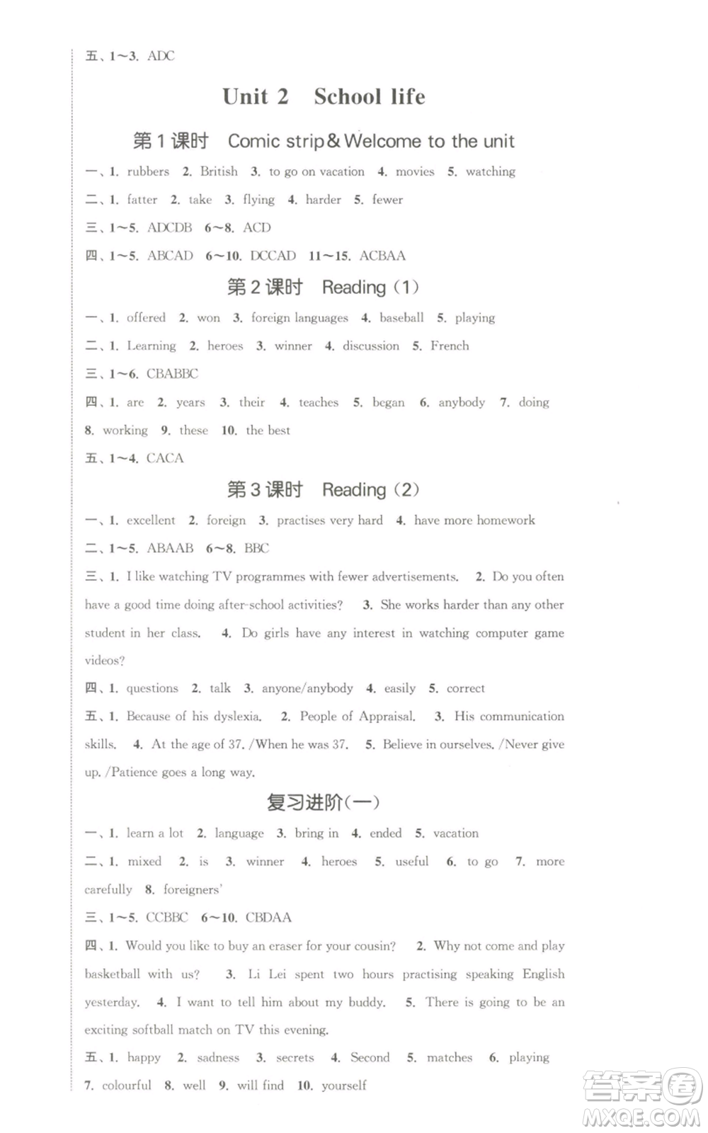 南京大學出版社2022提優(yōu)訓練課課練八年級上冊英語江蘇版徐州專版參考答案